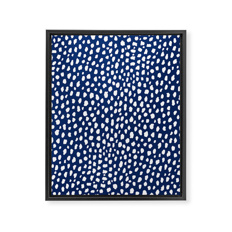 Handmade polka dot brush strokes (white/navy blue) Framed Canvas Print Gallery Image 8
