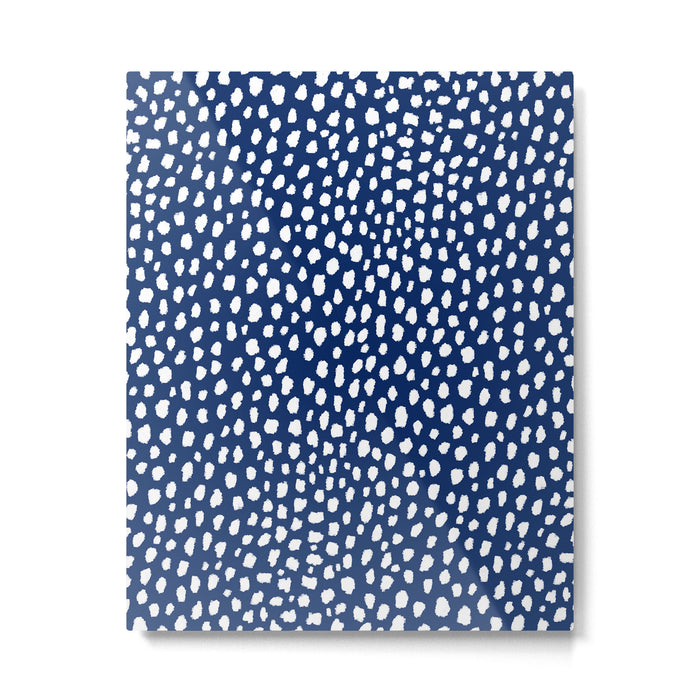 Handmade polka dot brush strokes (white/navy blue) Metal Print Gallery Image 1
