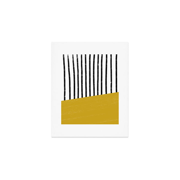 Handmade Stripe Block Pattern (mustard yellow/white/black) Art Print Gallery Image 1