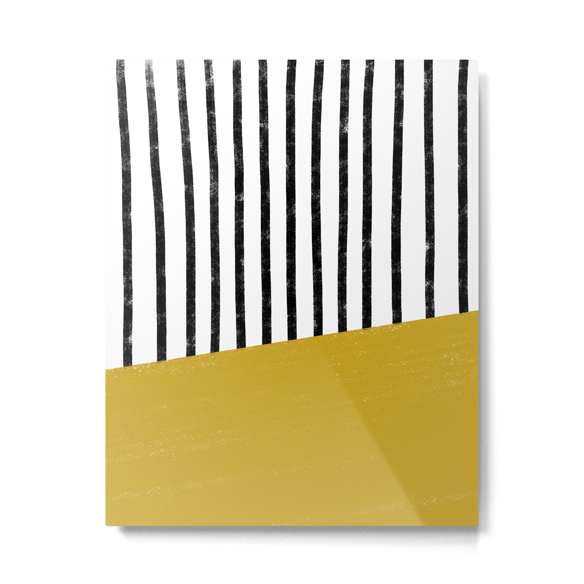 Handmade Stripe Block Pattern (mustard yellow/white/black) Metal Print Gallery Image 6