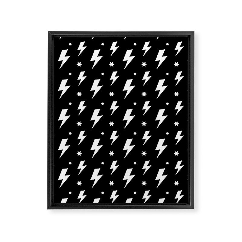Lightning Bolt Pattern (white/black) Framed Canvas Print Gallery Image 8