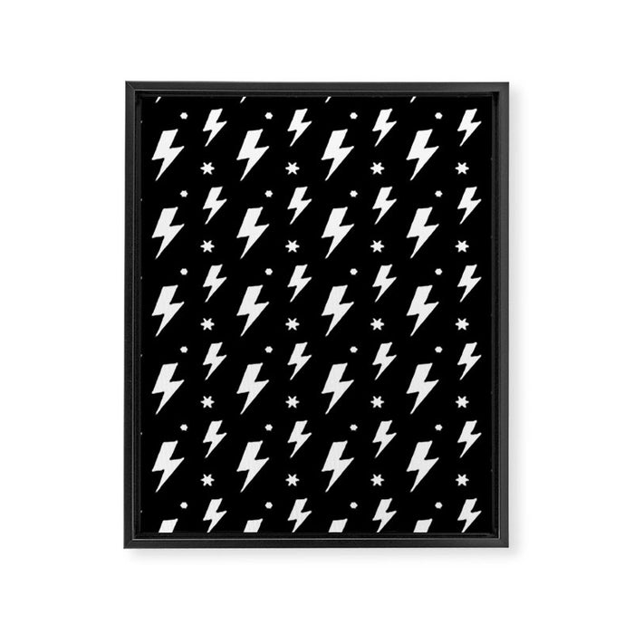 Lightning Bolt Pattern (white/black) Framed Canvas Print Gallery Image 1