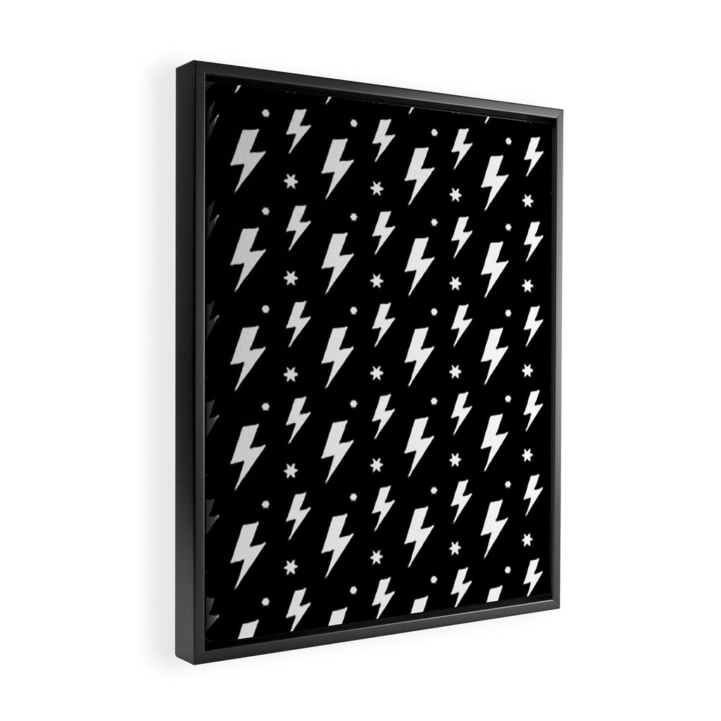 Lightning Bolt Pattern (white/black) Framed Canvas Print Gallery Image 2