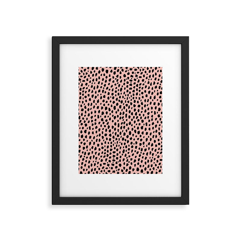 Pink and Black Dalmatian Spots (black/pink) Framed Art Print Gallery Image 6