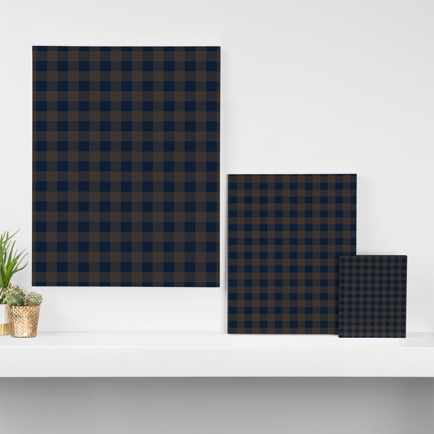 Plaid (navy blue/brown) Canvas Print Gallery Image 3
