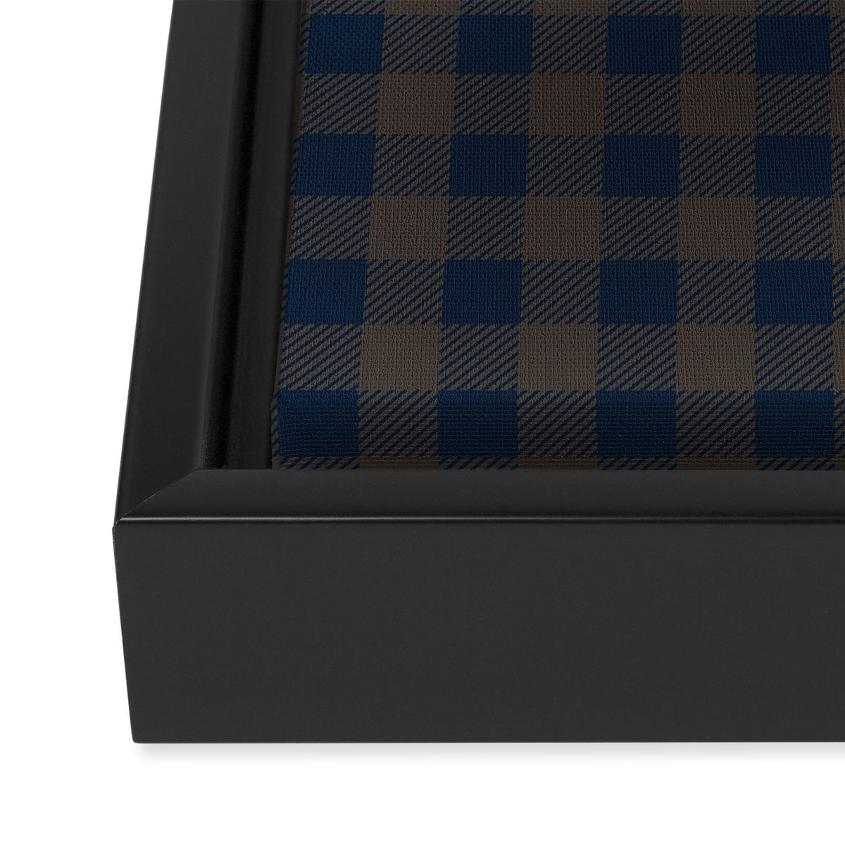Plaid (navy blue/brown) Framed Canvas Print Gallery Image 3