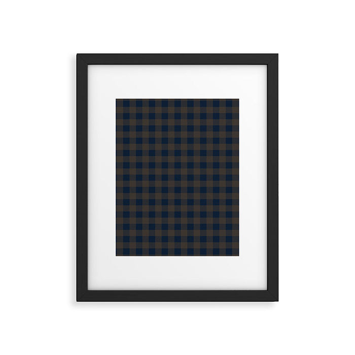 Plaid (navy blue/brown) Framed Art Print Gallery Image 1