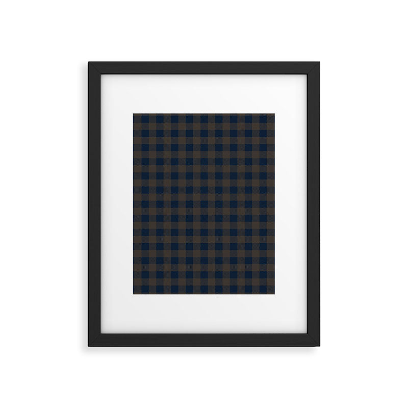 Plaid (navy blue/brown) Framed Art Print Gallery Image 6