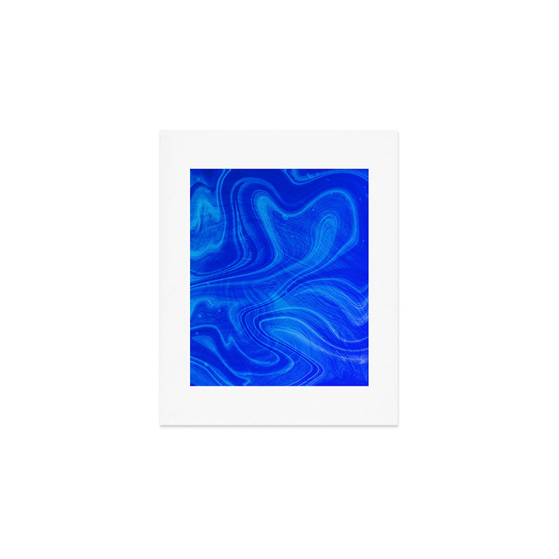 Royal Blue Swirl Marble Art Print Gallery Image 1