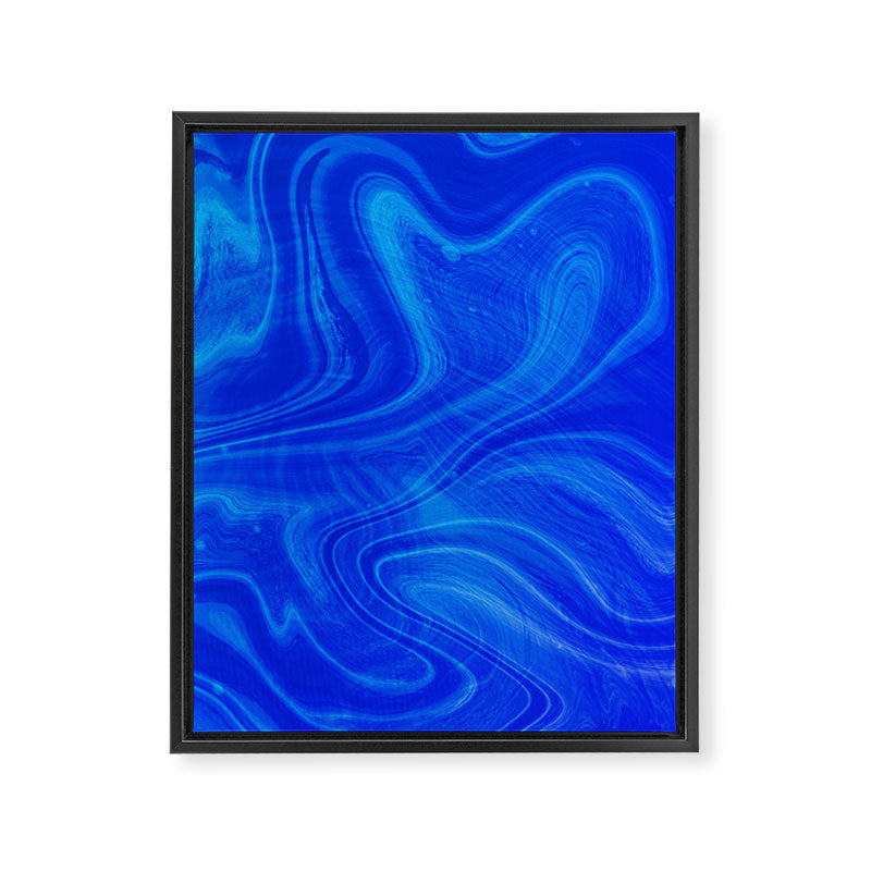 Royal Blue Swirl Marble Framed Canvas Print Gallery Image 8