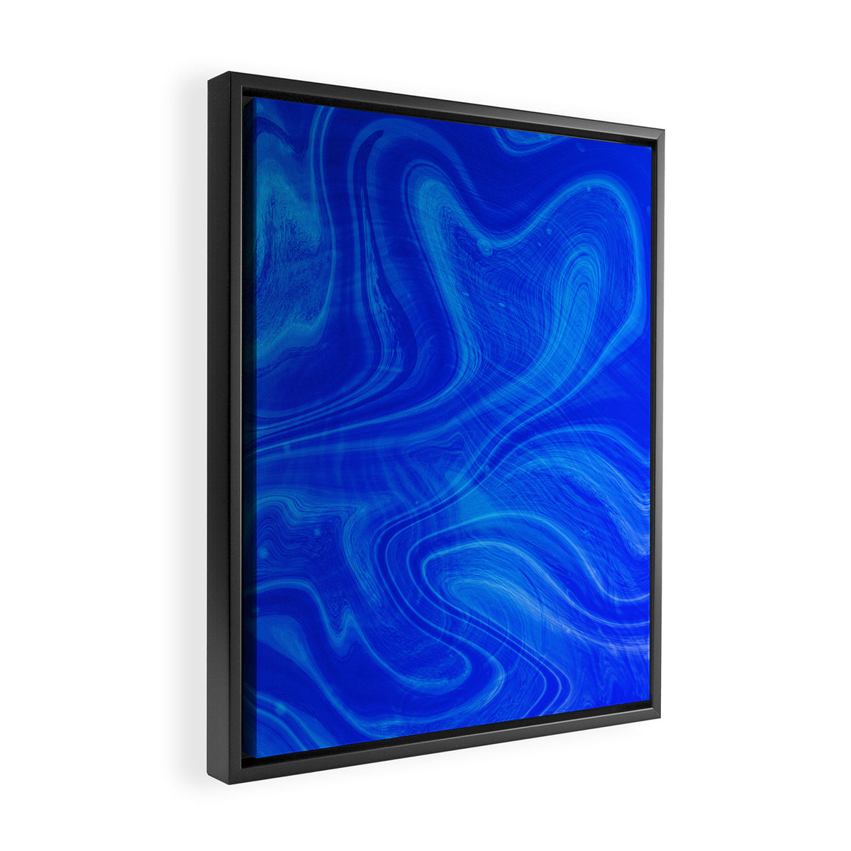 Royal Blue Swirl Marble Framed Canvas Print Gallery Image 2