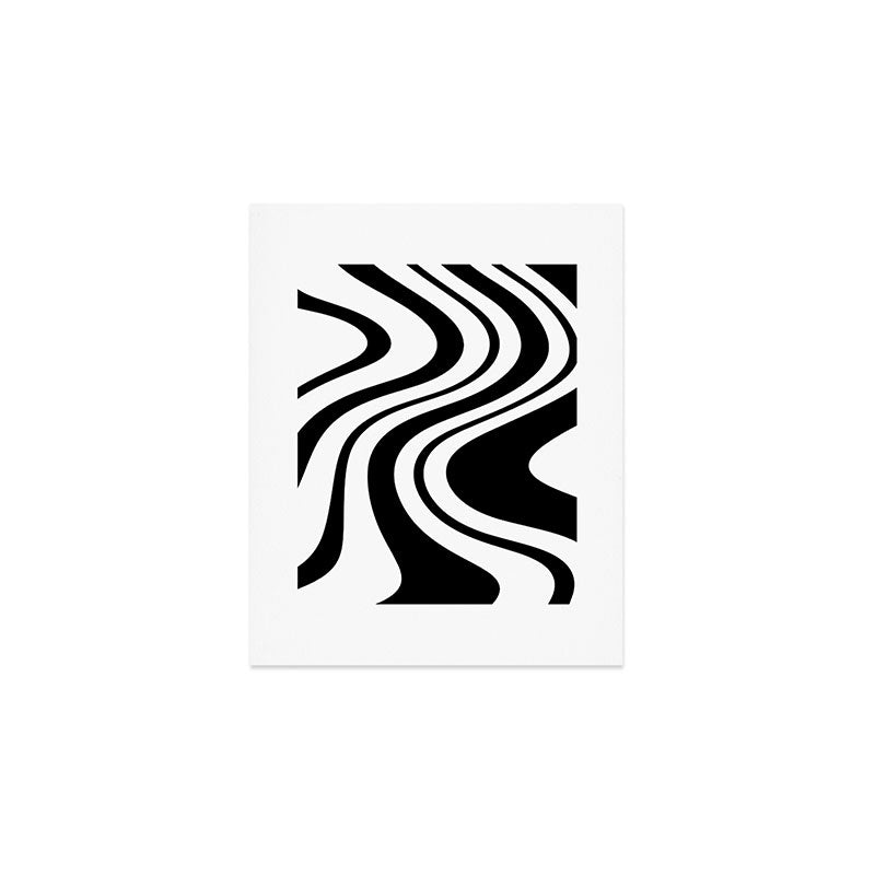 Swirl Marble Stripes Pattern (black/white) Art Print Gallery Image 1