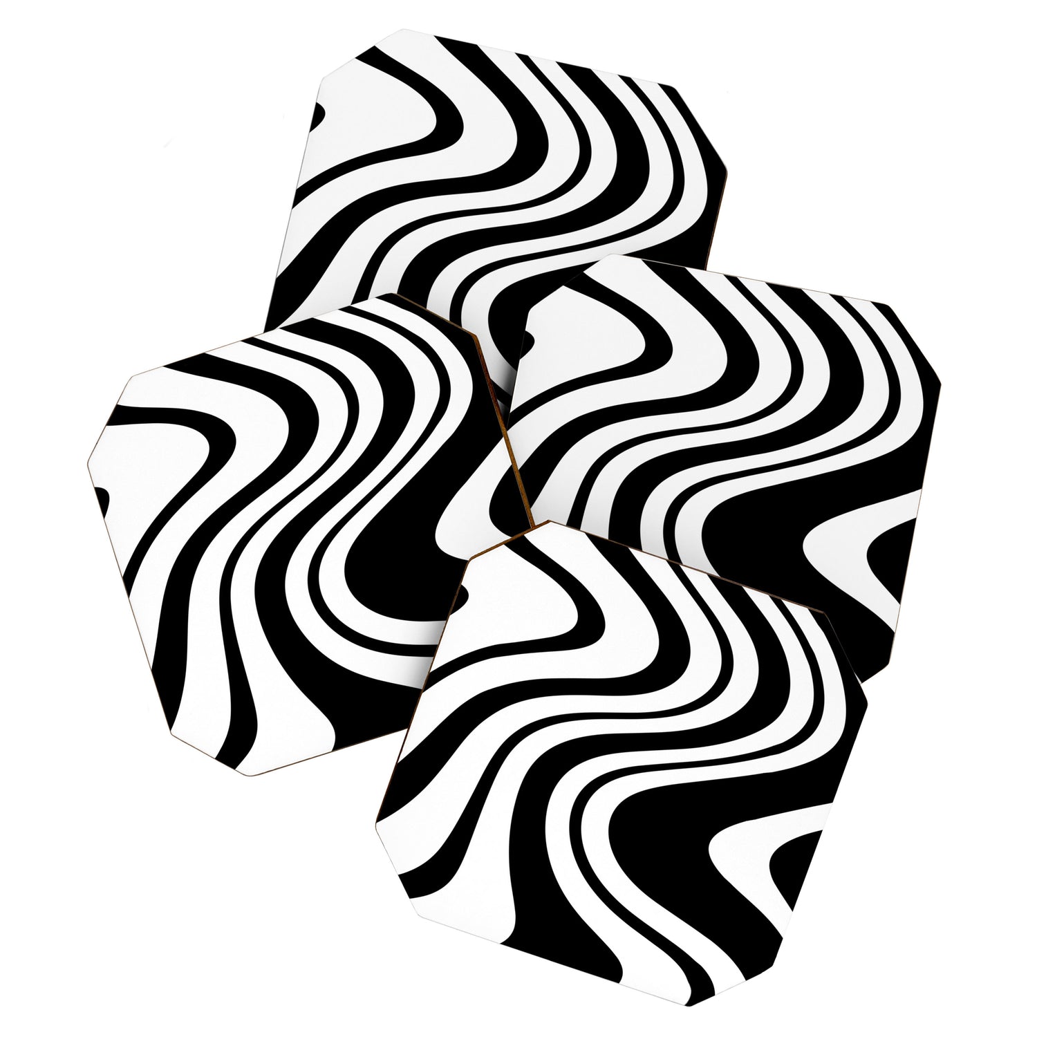 Swirl Marble Stripes Pattern (black/white) Coaster Gallery Image 1