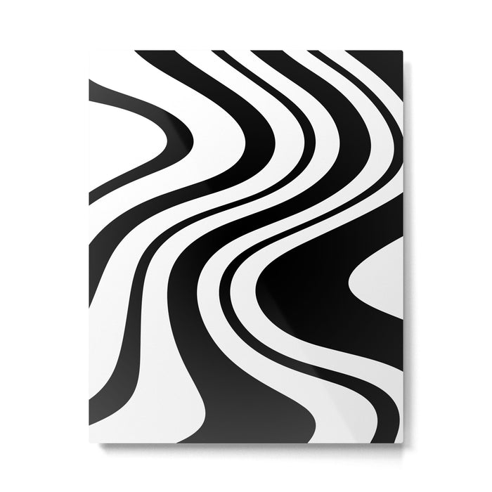 Swirl Marble Stripes Pattern (black/white) Metal Print Gallery Image 1