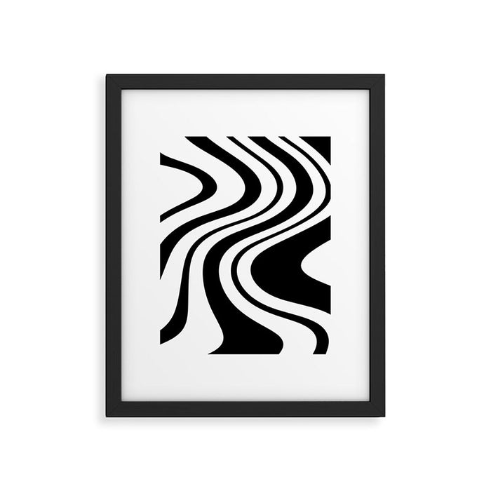 Swirl Marble Stripes Pattern (black/white) Framed Art Print Gallery Image 1