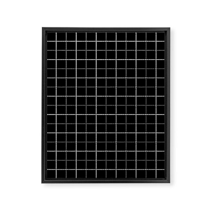 Tattersall Windowpane Check Plaid (black/white/gray) Framed Canvas Print Gallery Image 1