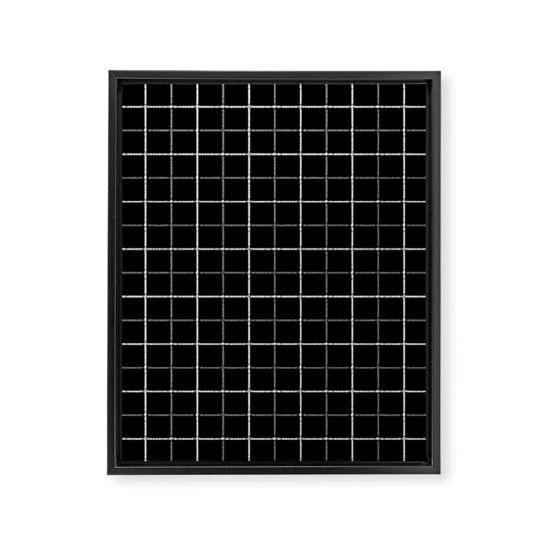 Tattersall Windowpane Check Plaid (black/white/gray) Framed Canvas Print Gallery Image 8