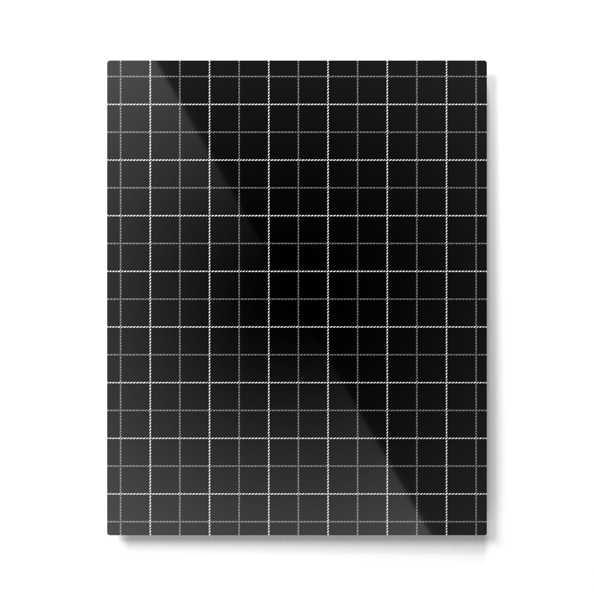Tattersall Windowpane Check Plaid (black/white/gray) Metal Print Gallery Image 6