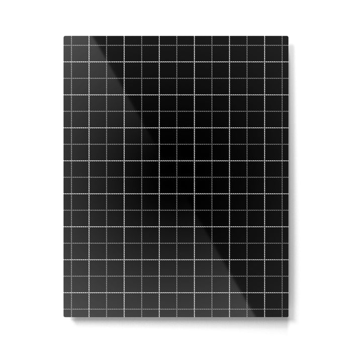 Tattersall Windowpane Check Plaid (black/white/gray) Metal Print Gallery Image 1
