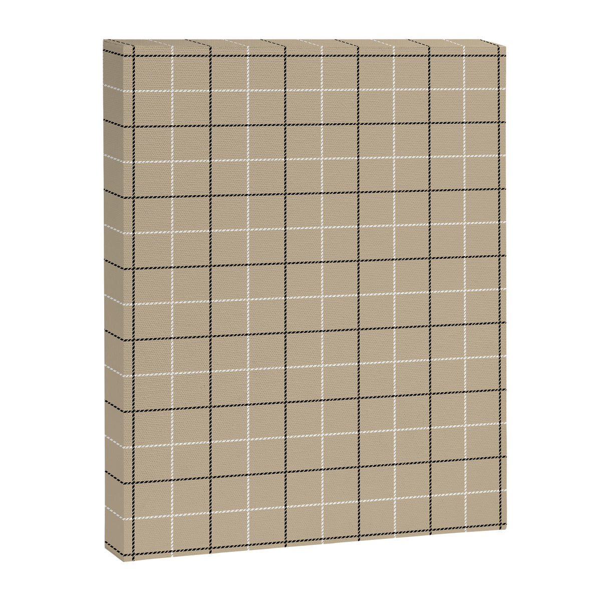 Tattersall Windowpane Check Plaid (tan/black/white) Canvas Print Gallery Image 8