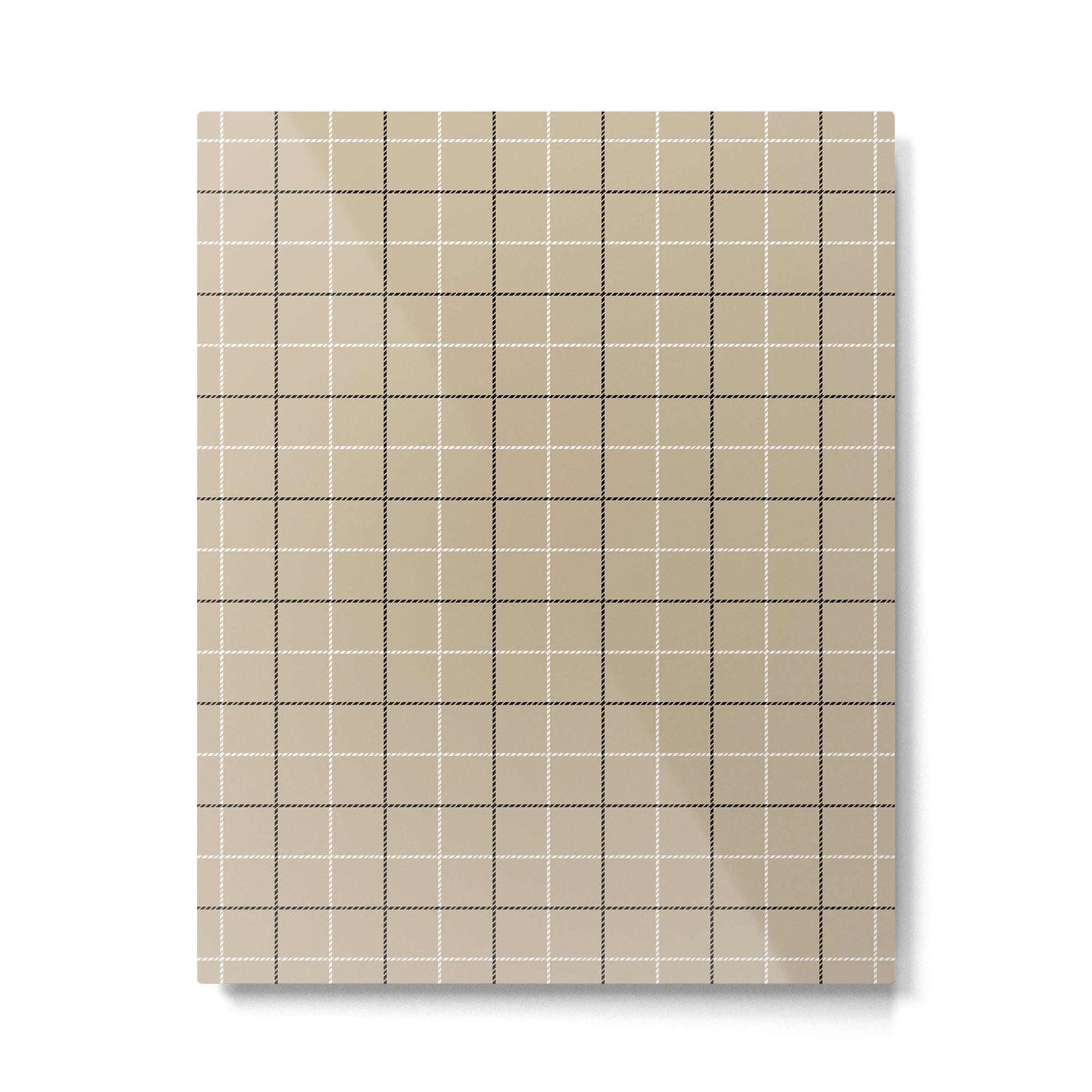 Tattersall Windowpane Check Plaid (tan/black/white) Metal Print Gallery Image 6