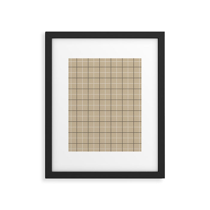 Tattersall Windowpane Check Plaid (tan/black/white) Framed Art Print Gallery Image 1