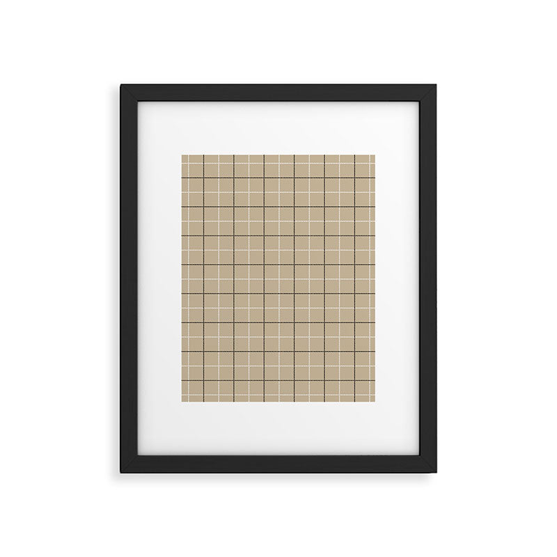 Tattersall Windowpane Check Plaid (tan/black/white) Framed Art Print Gallery Image 6