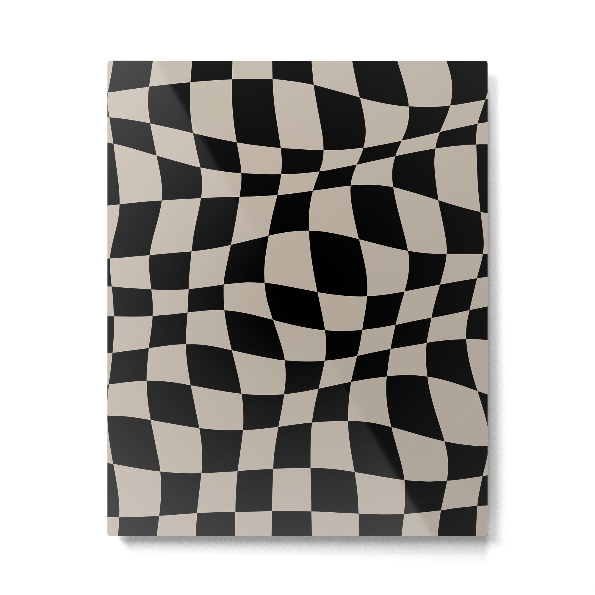 Warped Checkered Pattern (black/tan) Metal Print Gallery Image 6