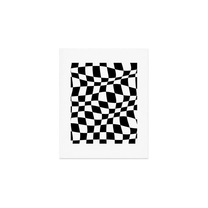 Warped Checkered Pattern (black/white) Art Print Gallery Image 1