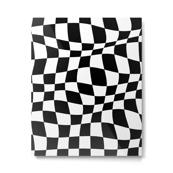 Warped Checkered Pattern (black/white) Metal Print Gallery Image 1