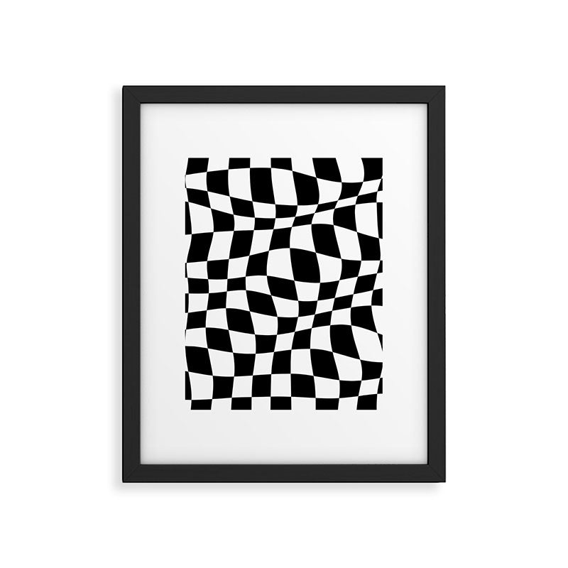 Warped Checkered Pattern (black/white) Framed Art Print Gallery Image 6