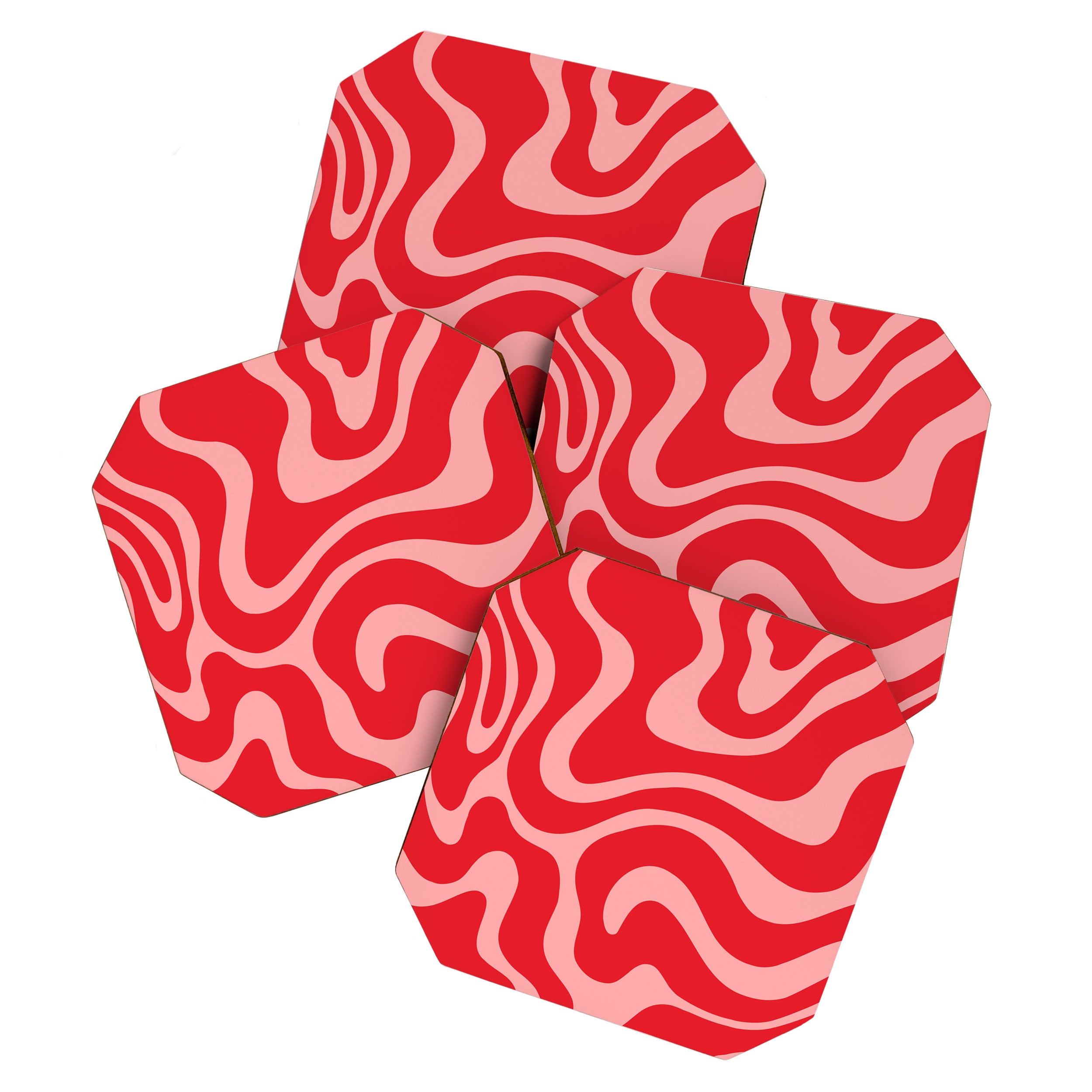 Warped Swirl Marble Pattern (red/pink) Coaster Gallery Image 1
