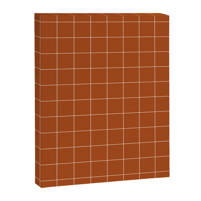 Windowpane Check Grid (white/burnt orange) Canvas Print Gallery Image 1