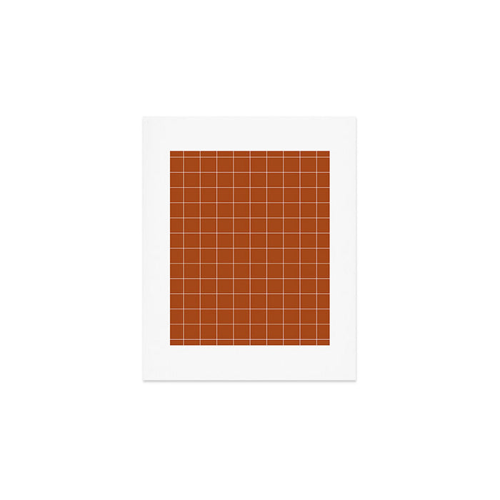 Windowpane Check Grid (white/burnt orange) Art Print Gallery Image 1