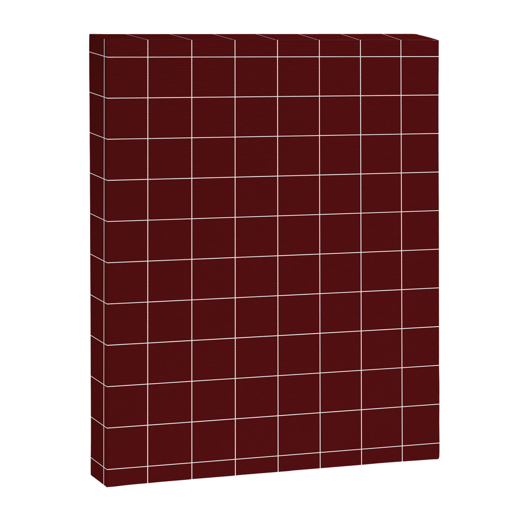 Windowpane Check Grid (white/maroon) Canvas Print Gallery Image 8