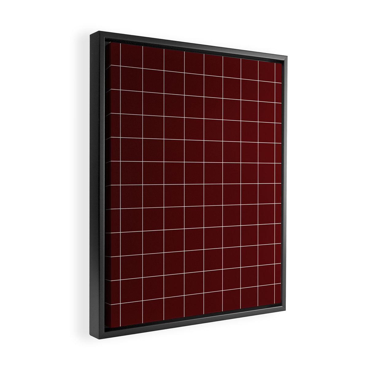 Windowpane Check Grid (white/maroon) Framed Canvas Print Gallery Image 2