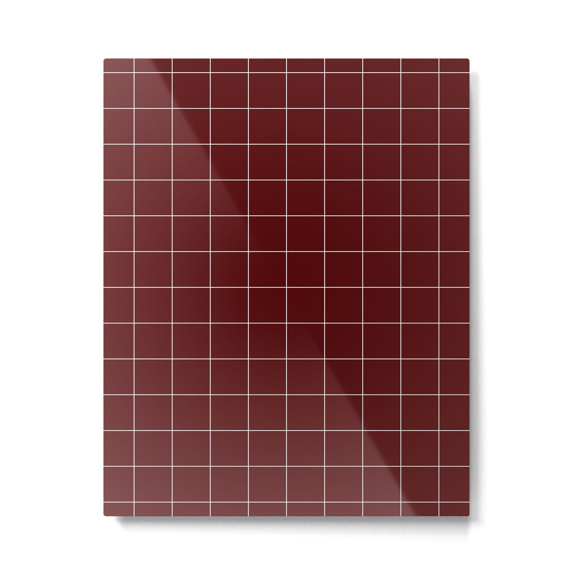 Windowpane Check Grid (white/maroon) Metal Print Gallery Image 6