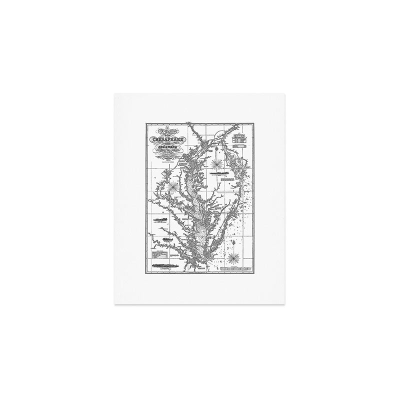 Chesapeake Bay & Delaware Bay Map Art Print Gallery Image 1