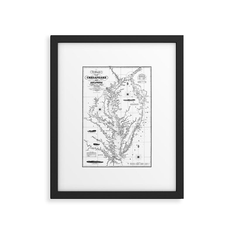 Chesapeake Bay & Delaware Bay Map Framed Art Print Gallery Image 6