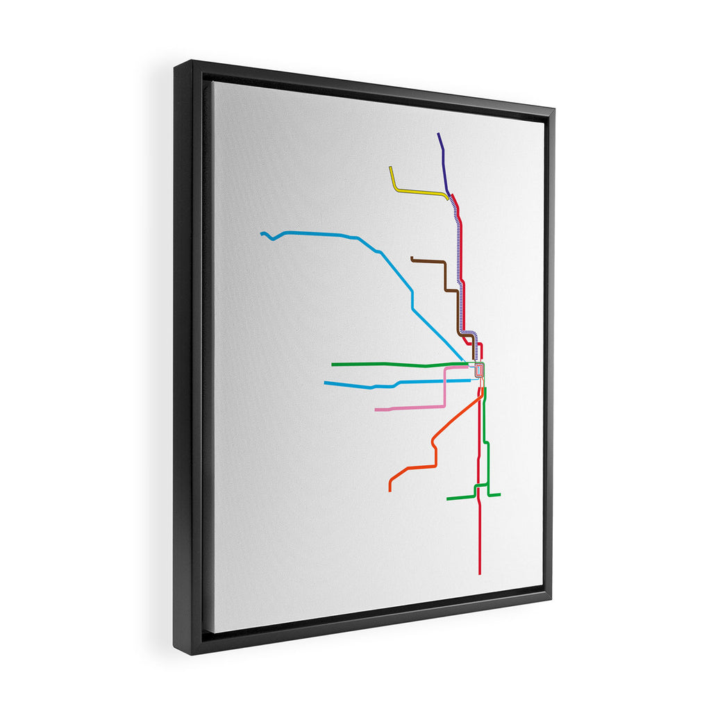 Chicago CTA Map, Chicago Train Map Art, Chicago L Train Map, Chicago Art, Chicago Wall Art, Map Art Framed Canvas Print Gallery Image 2