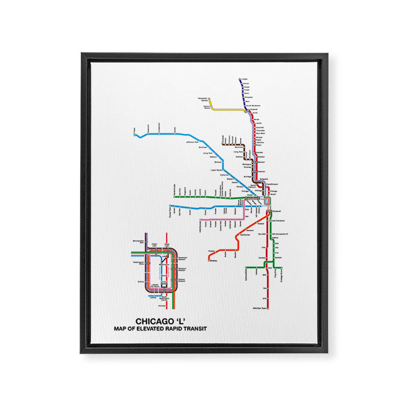 Chicago CTA Map, Chicago Wall Art, CTA Art Print Framed Canvas Print Gallery Image 6