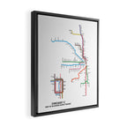 Chicago CTA Map, Chicago Wall Art, CTA Art Print Framed Canvas Print Gallery Image 2