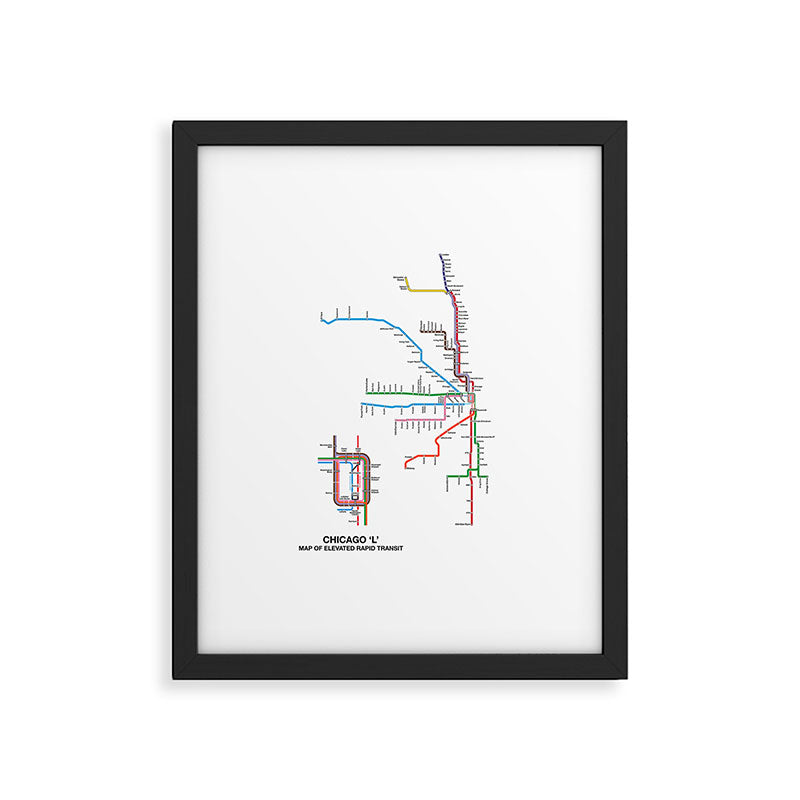 Chicago CTA Map, Chicago Wall Art, CTA Art Print Framed Art Print Gallery Image 5
