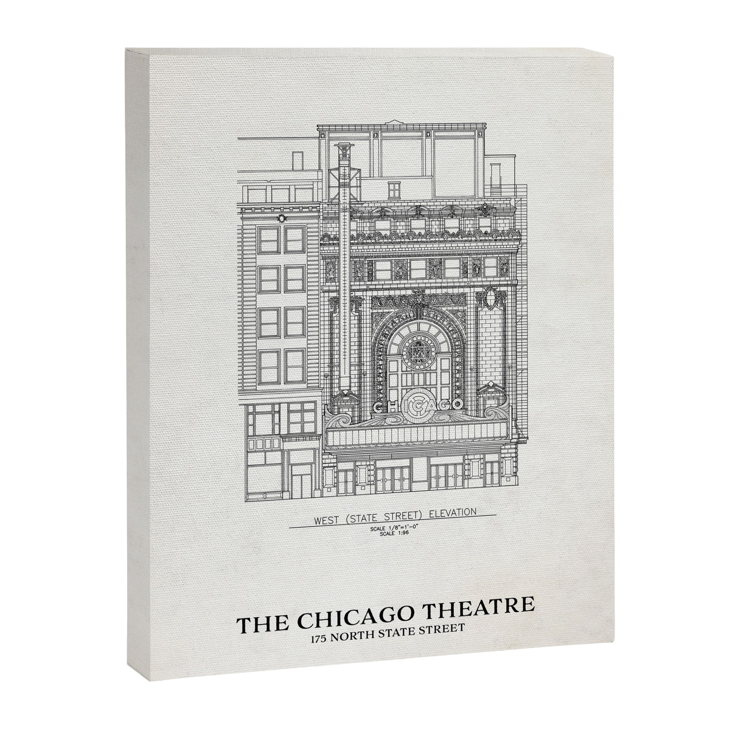 Chicago Theatre Blueprint - West Elevation Canvas Print Gallery Image 6