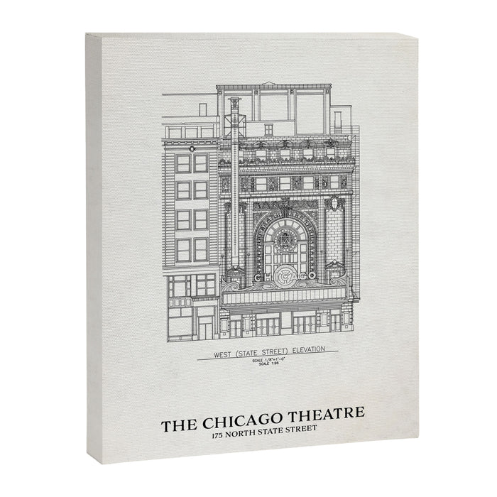 Chicago Theatre Blueprint - West Elevation Canvas Print Gallery Image 1