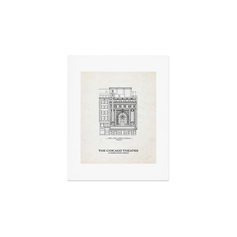 Chicago Theatre Blueprint - West Elevation Art Print Gallery Image 1