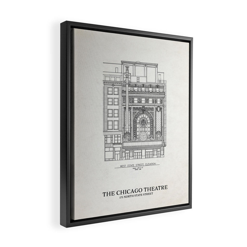 Chicago Theatre Blueprint - West Elevation Framed Canvas Print Gallery Image 2