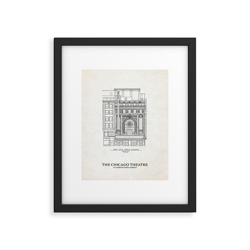 Chicago Theatre Blueprint - West Elevation Framed Art Print Gallery Image 5