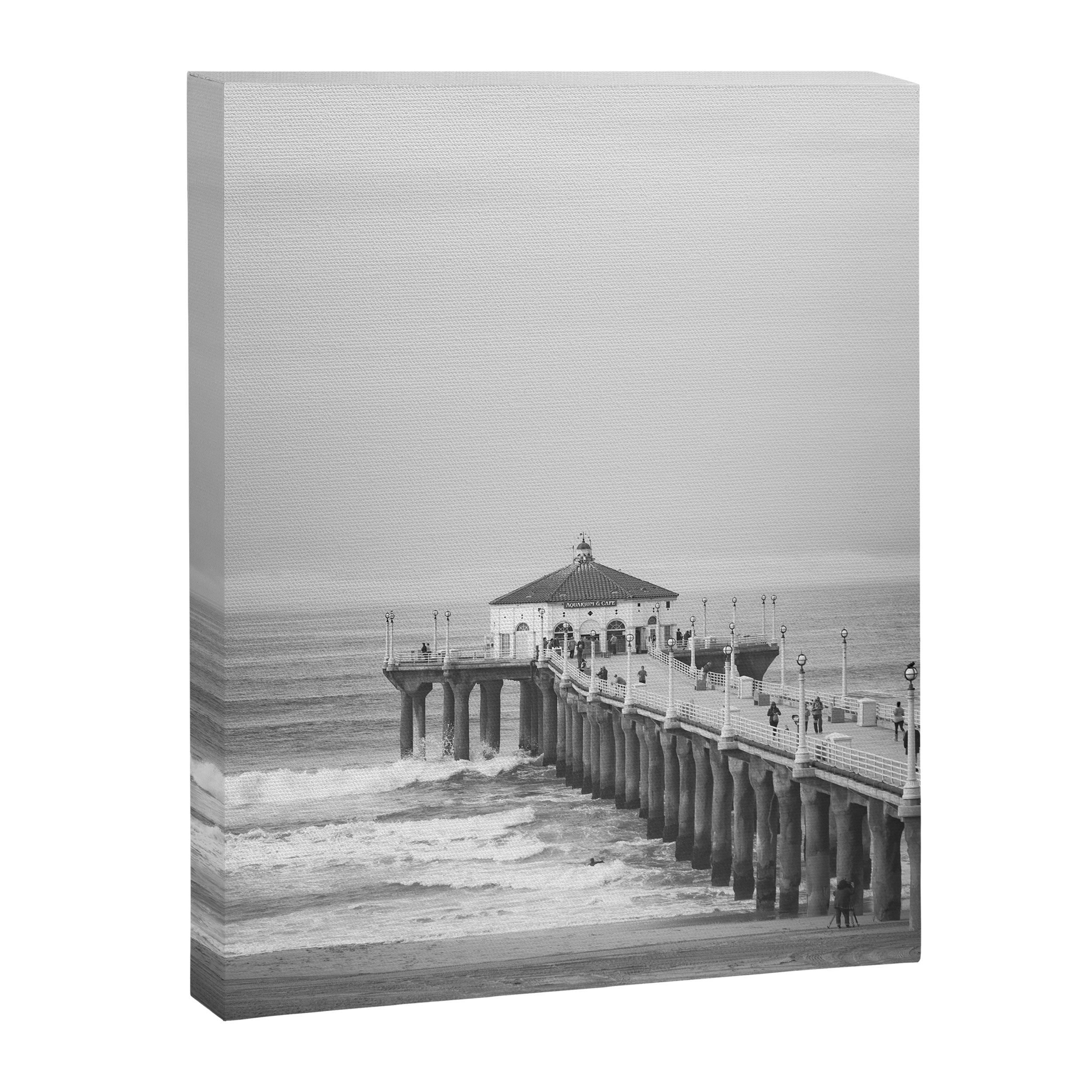 Manhattan beach Pier Black and White Photography Canvas Print Gallery Image 6