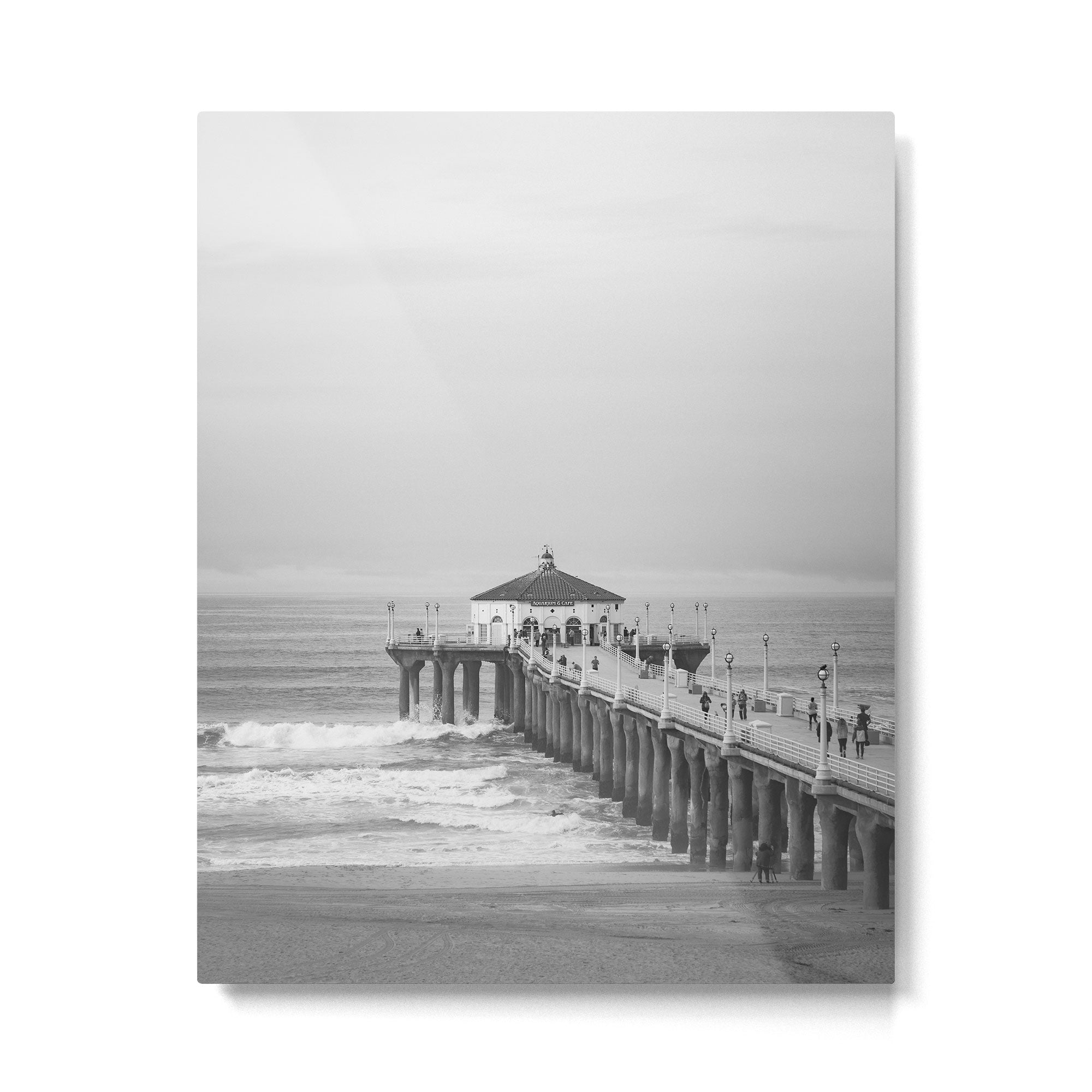 Manhattan beach Pier Black and White Photography Metal Print Gallery Image 4